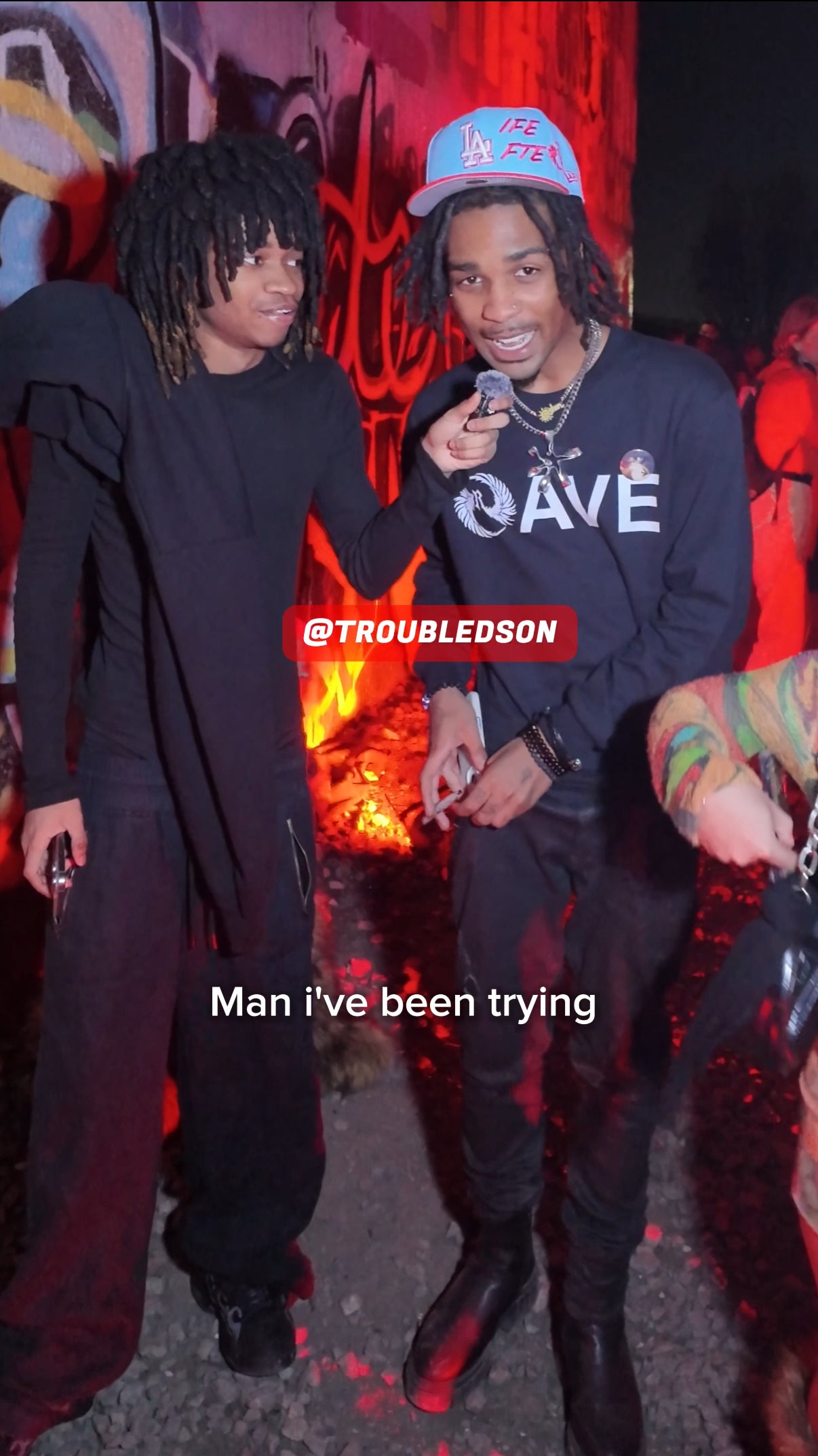 Troubledson, Life After Studios founder being interviewed by STAR HEARTS outside his rave